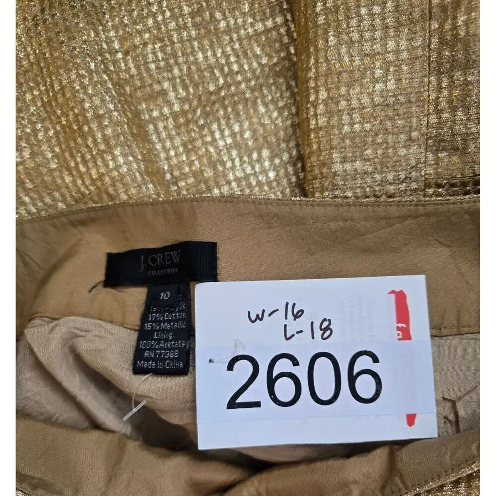 J. Crew Collection Gold Metallic Pleated Mini Skirt glam chic elegant bling